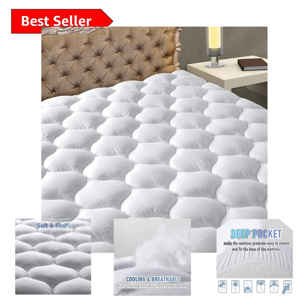 Breathable King Mattress Topper with Fluffy Microfiber - Perfect Sleep Solution