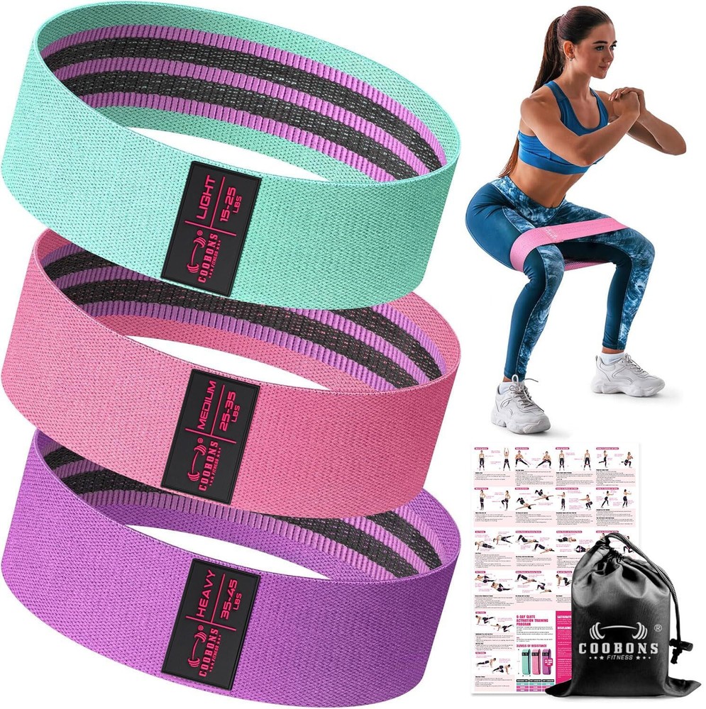Fabric Resistance Bands for Women and Men - Durable Workout Exercise Bands by Boo