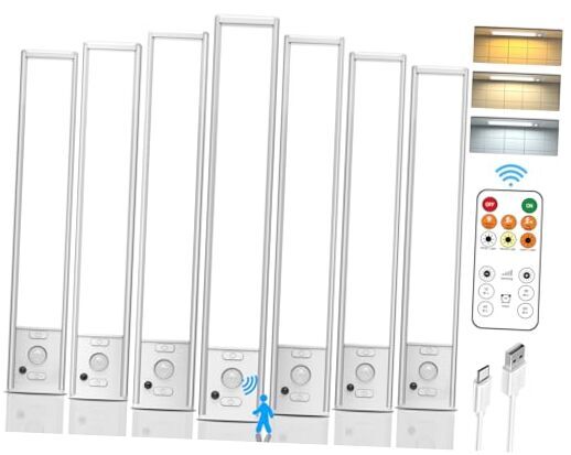 Under Cabinet Lighting with Remote Control, USB Rechargeable LED Motion Sensor