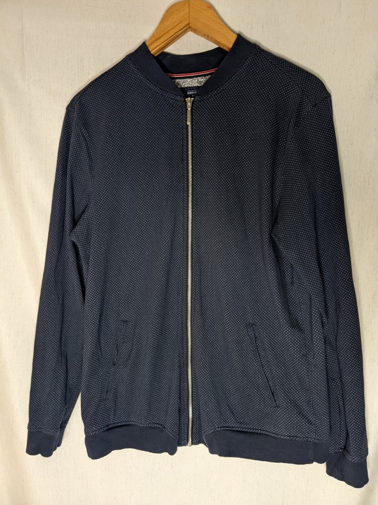 SamTex Men's M Blue Bomber Jacket Long Sleeve Full Zip Birdseye BRITCHES SPORT