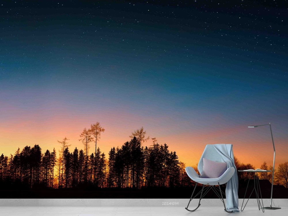 3D Forest Starry Sky Night Scene Wall Murals Wallpaper Murals Wall Sticker 2
