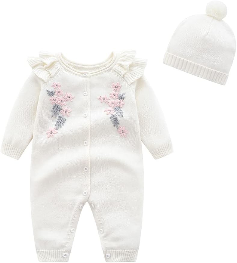 Baby Outfit Cotton Knit Newborn Infant Romper Knitted Longsleeve Sweater Clothes