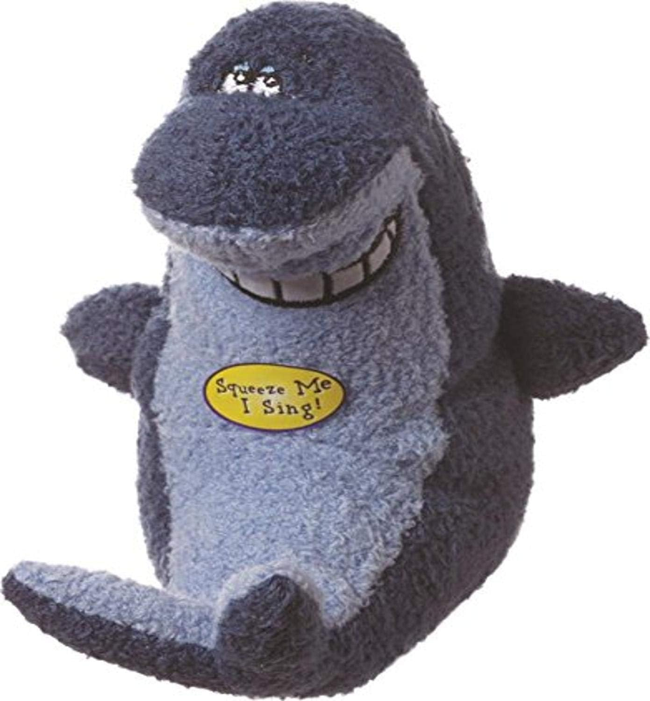Deedle Dude Singing Shark Plush Dog Toy, 8-Inch, Blue,All Breed Sizes