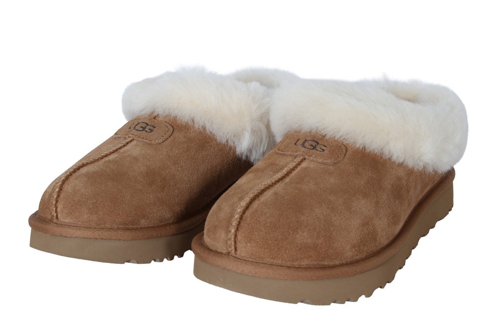 U G  Tazzette Women’s Slippers Chestnut Fluffy Collar Shoes New without Box