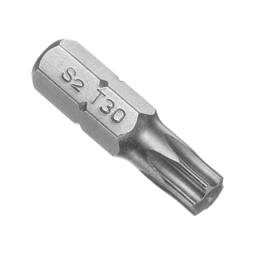 25mm T30 Torx Screwdriver Bit with 1/4 Inch Hex Shank & Magnetic Tip