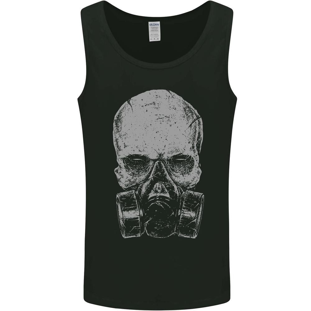 Grey Skull Gas Mask Biker Gothic Mens Vest Tank Top