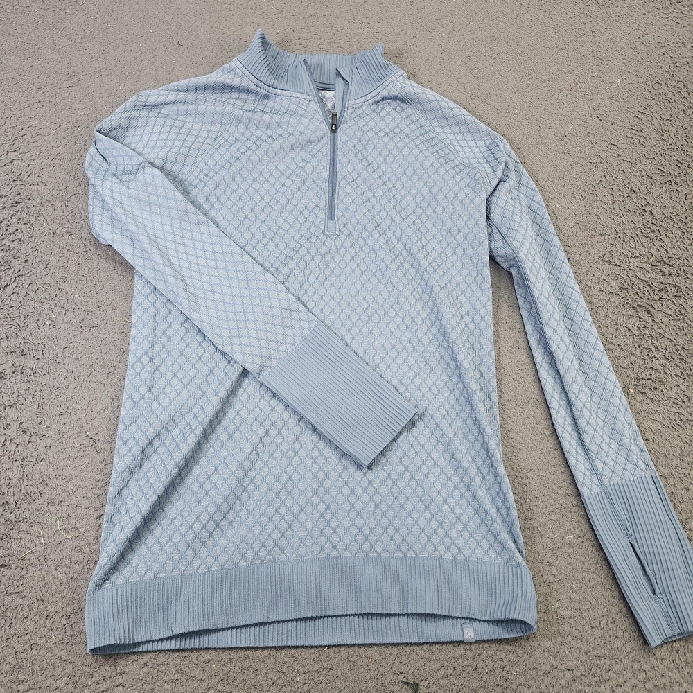 Lululemon Swiftly Tech Pullover Womens 8 Blue 1/4 Zip Mock Neck Thumbholes Top