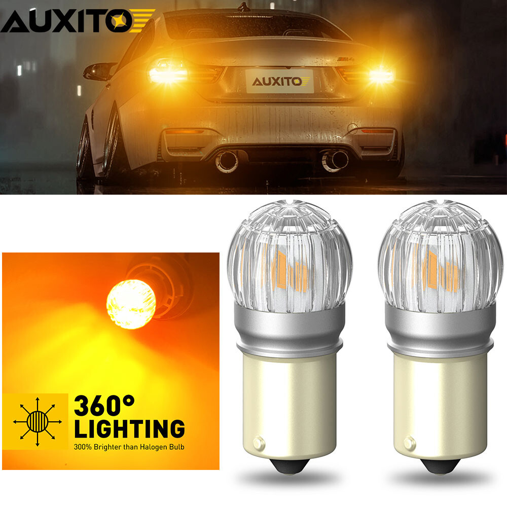BA15S Front Turn Signal P21W Light Bulbs 1156 7506 3497 Amber Yellow 3000K 2PCS