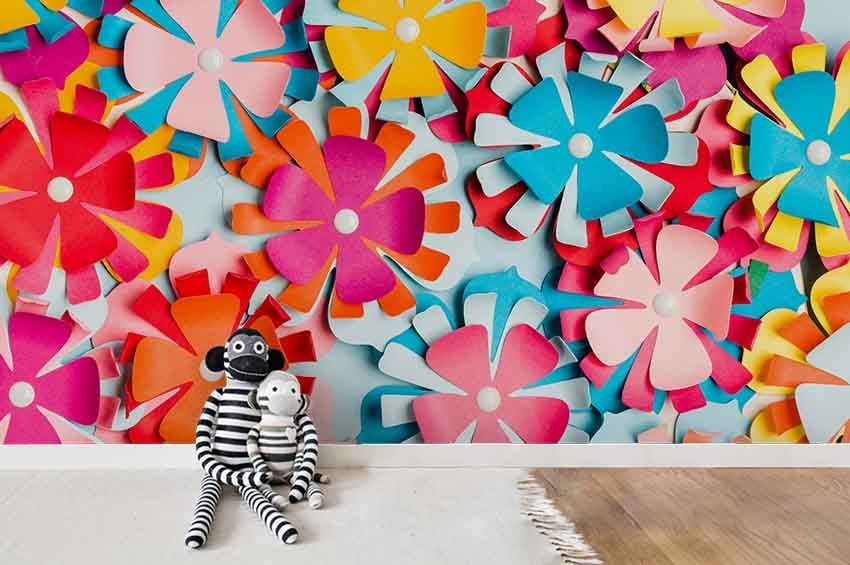 3D Flowers Paper Cutting Style Wall Murals Wallpaper Murals Wall Sticker