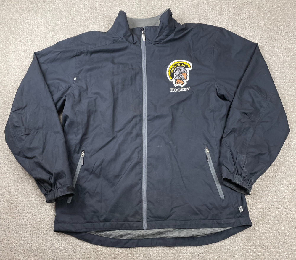 Bauer Team Jacket Mens L Black Hockey Full Zip Windbreaker Warm Up Pocket Mesh\