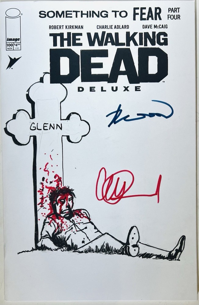 Walking Dead Deluxe #100 Blank Glenn’s Death Sketch by  Adlard Kirkman Signed