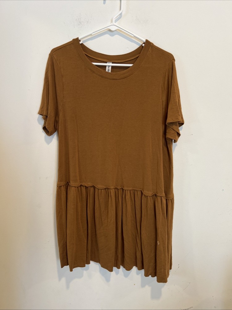 ZENANA Premium Womens Mustard Babydoll Peplum Cotton Blouse Size XL