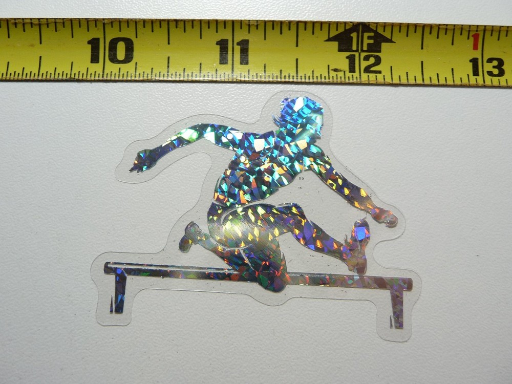 HOLOGRAPHIC HURDLE TRACK  STICKER DECAL SPORTS ATHLETICS CONTEST