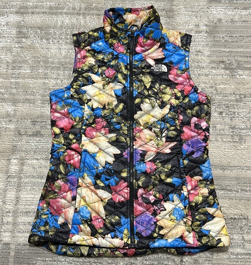 North Face Womens Small Floral Quilted Thermoball Zip Vest