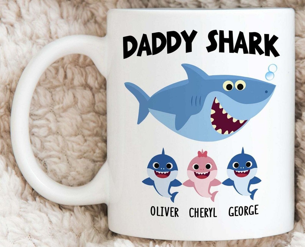 Personalized Daddy Shark Mug Funny Fathers Day Gift For Dad