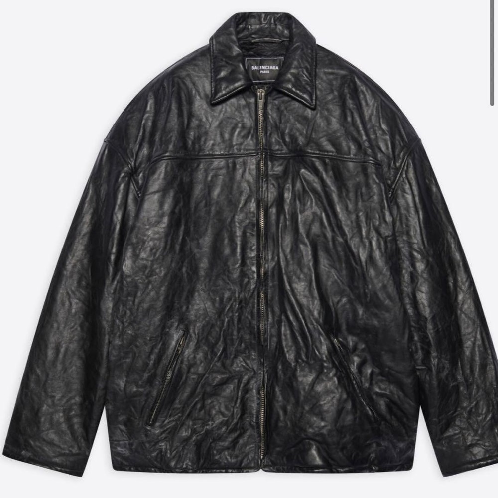 Balenciaga Crinkle Leather Jacket 44