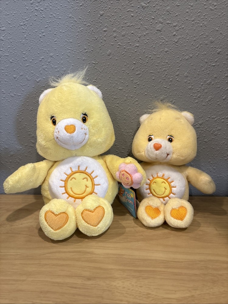 Vintage 2002 Care Bears Funshine Plush Fleece Stuffed Animal Toy