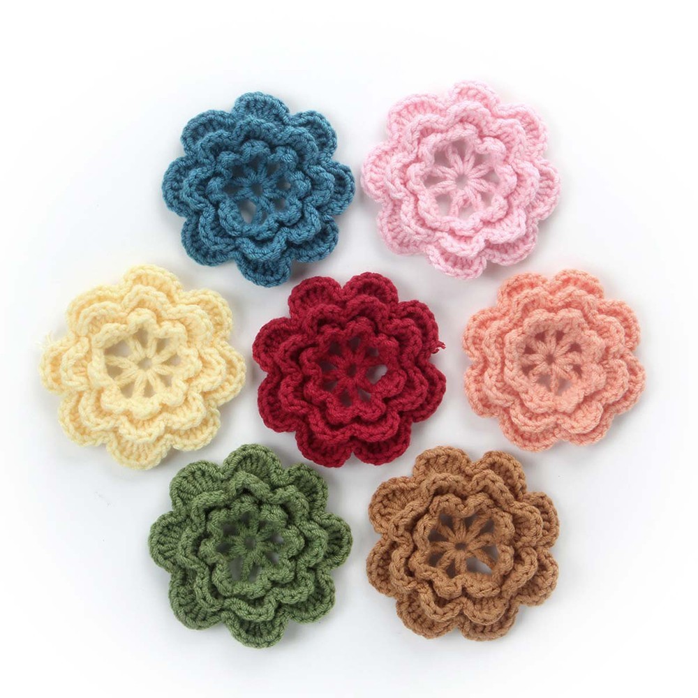 20pcs Flower Sew/Iron On Patches Crochet Floral Flowers Handmade  Crochet Flower