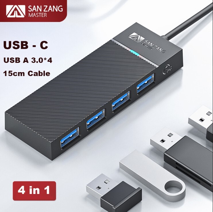 4-in-1 USB-C Hub Adapter with 3 USB 3.0 Ports 5Gbps for PC Laptop Mac