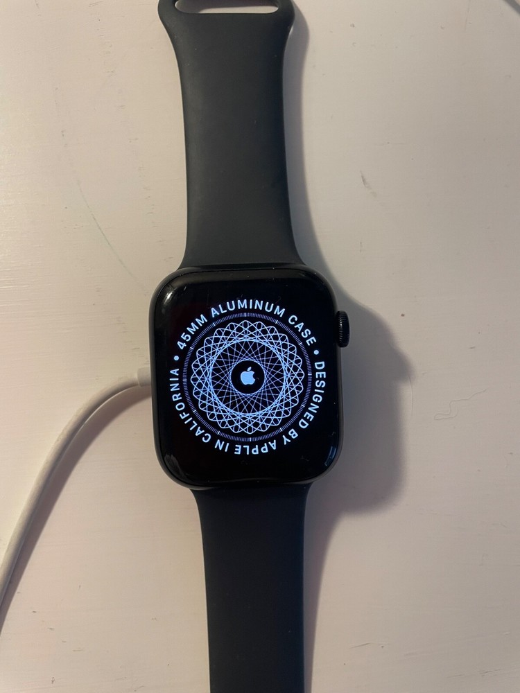 Apple Watch Series 7 45mm Aluminum Case with Sport Band - Midnight, Regular (GPS