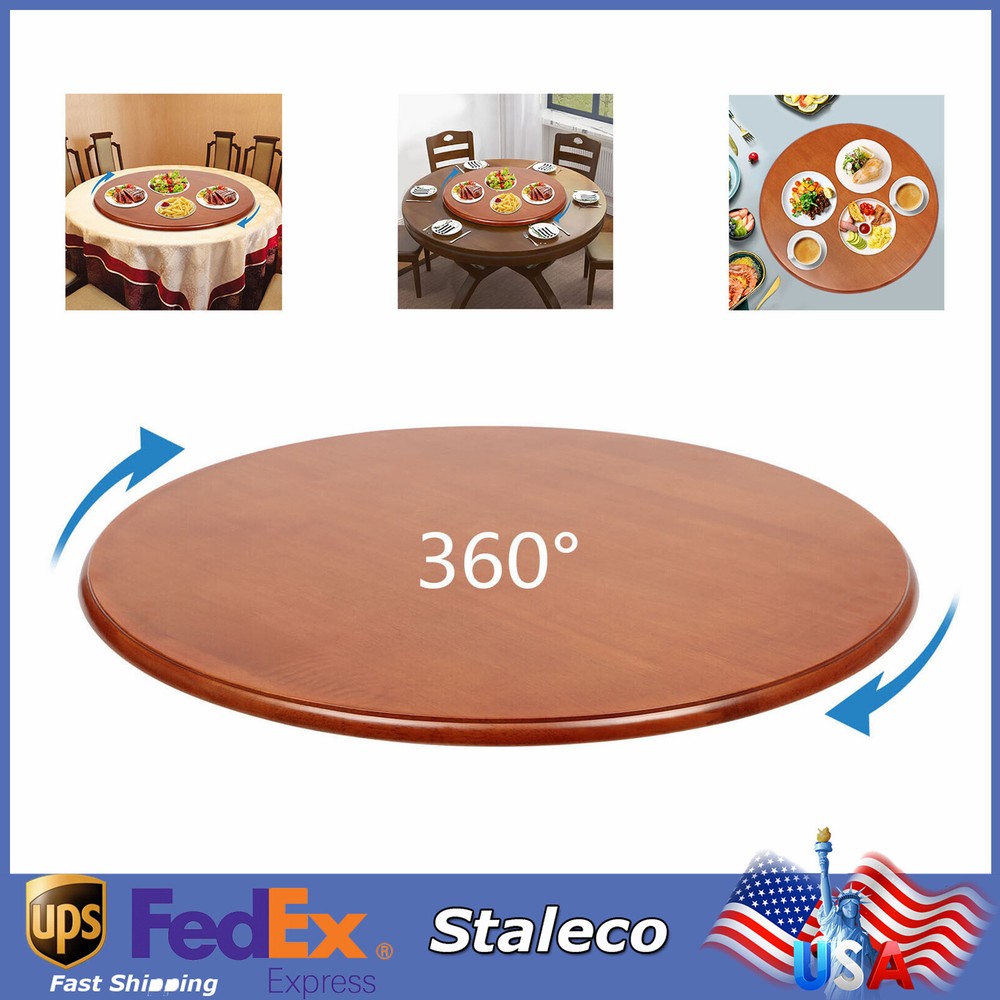 27.56'' Oak Lazy Susan Organizer For Table - Wooden Turntable Wood Kitchen Tray
