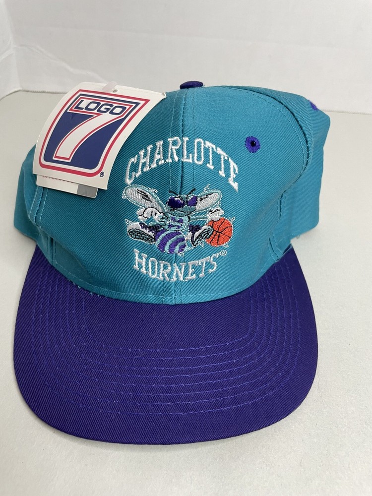 New W/Tag VTG 90s Charlotte Hornets Hat Snapback Cap NBA Basketball OSFA LOGO 7