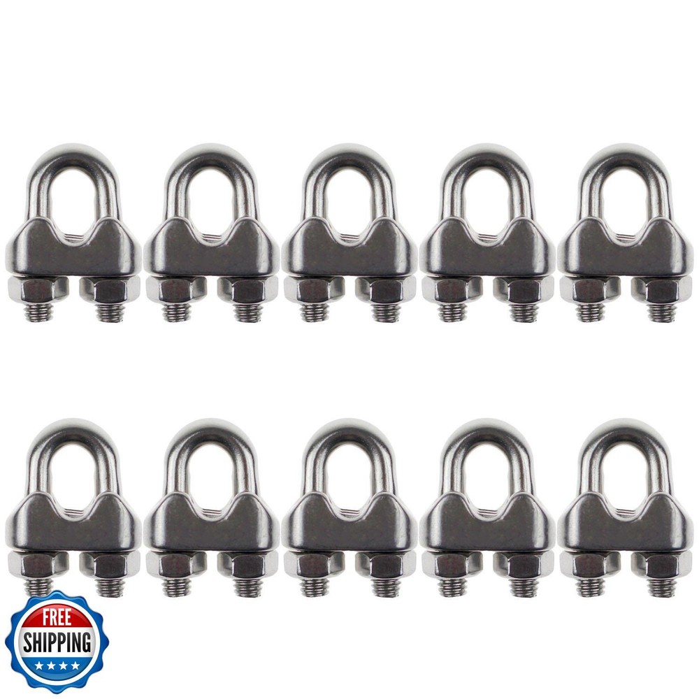 DYWISHKEY 10-Pack M4 3/16 Inch Stainless Steel Cable Clips