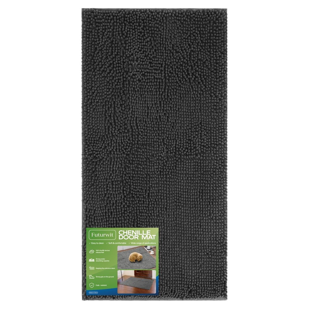 Absorbent 48x24 Chenille Dog Door Mat for Muddy Paws Indoor Outdoor Use