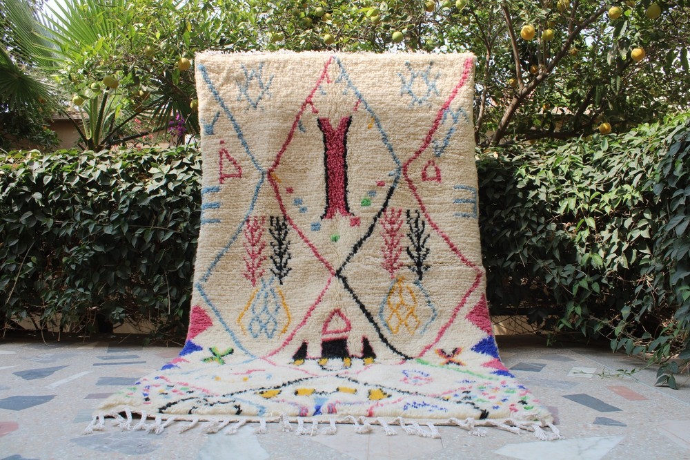 Moroccan wool Rug, Bohemian Shag Rug, Berber carpet, boho home decor, fluffy rug