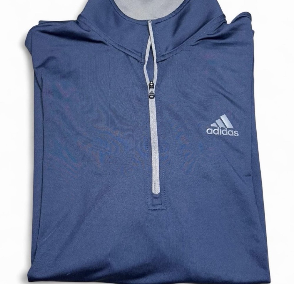 Adidas Golf Mens Size S 1/4 Zip Pullover Blue Long Sleeve Performance Top