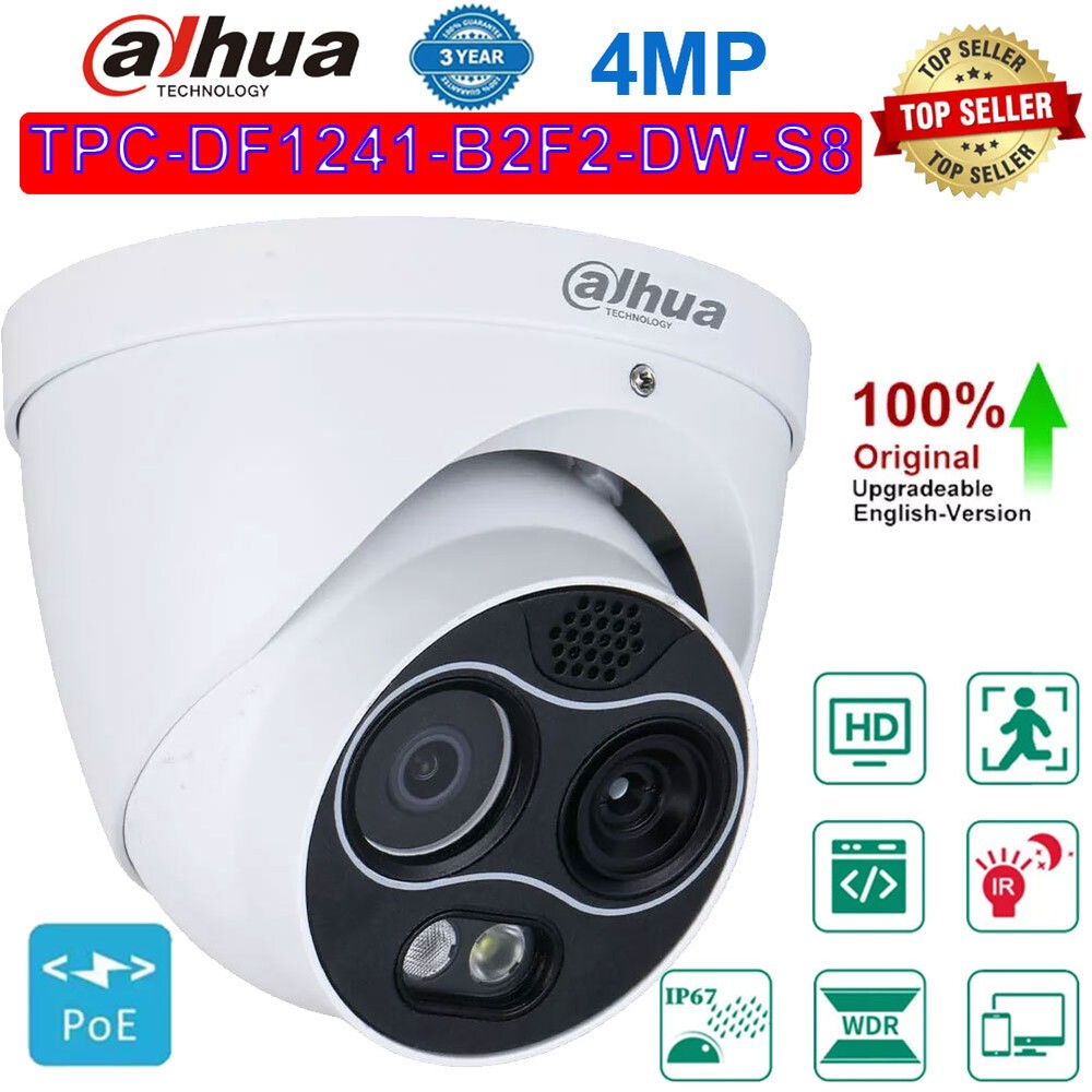 Dahua 4MP Thermal Mini Hybrid Camera TPC-DF1241-B2F2-DW-S8 AI call detect Dome