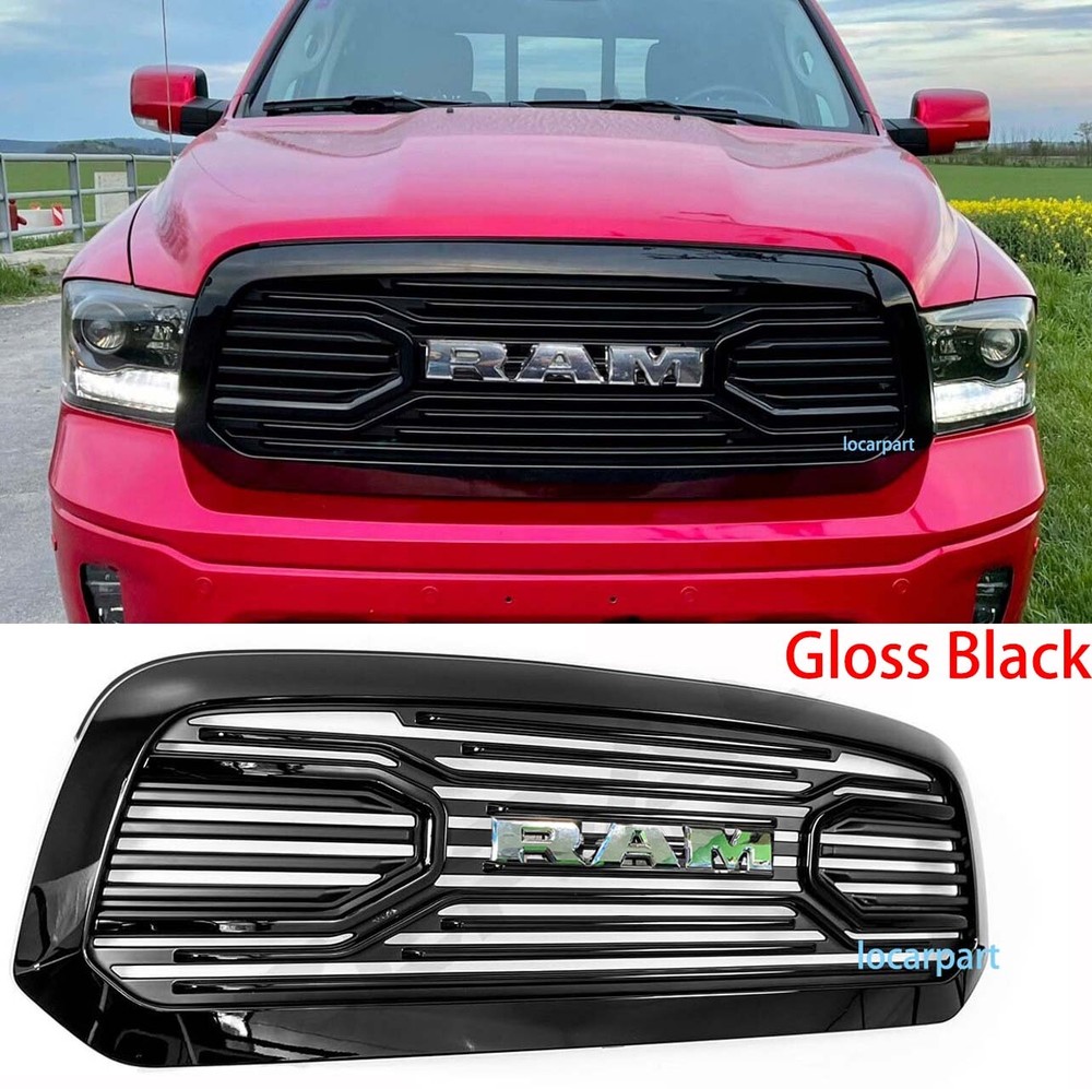 Gloss Grille For Dodge Ram 1500 Grill 2013-2018 Big Horn Grille w/Chrome Letter