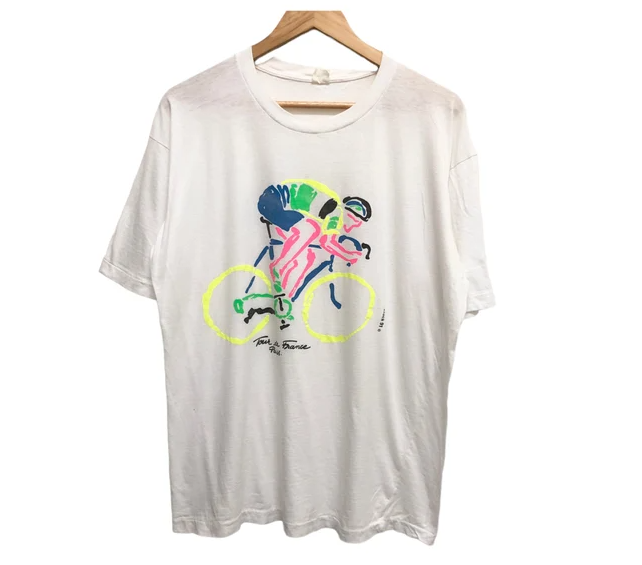 Vintage 90s 1991 TOUR DE FRANCE paris cycling event tee single   tshirt