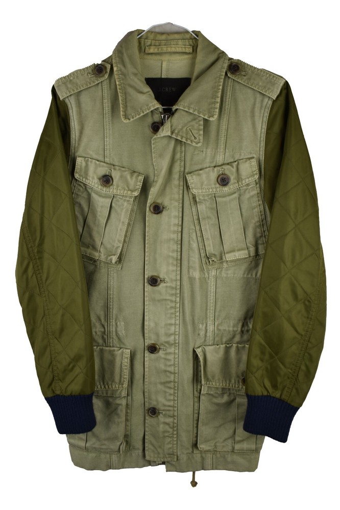 J Crew Boyfriend Fatigue Military Style Jacket Quilted Sleeve Womans Size XXS