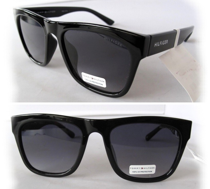 TOMMY HILFIGER Mens Kim Black Gray Oversized Sunglasses $60