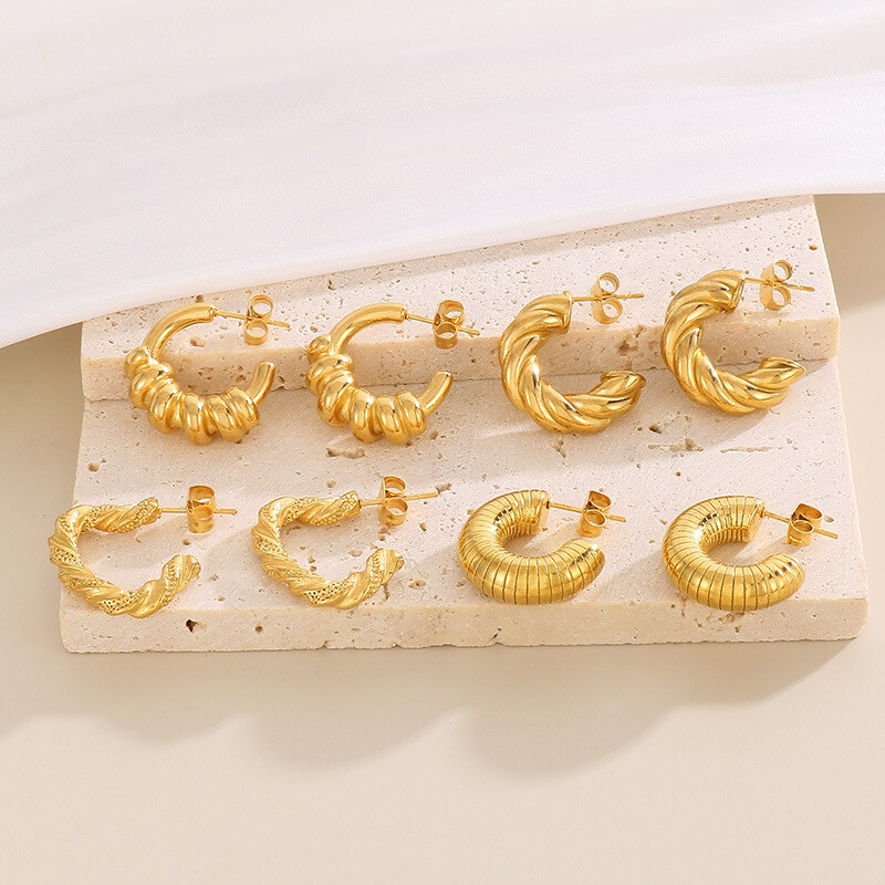 French style titanium earrings stainless steel geometric earrings for women