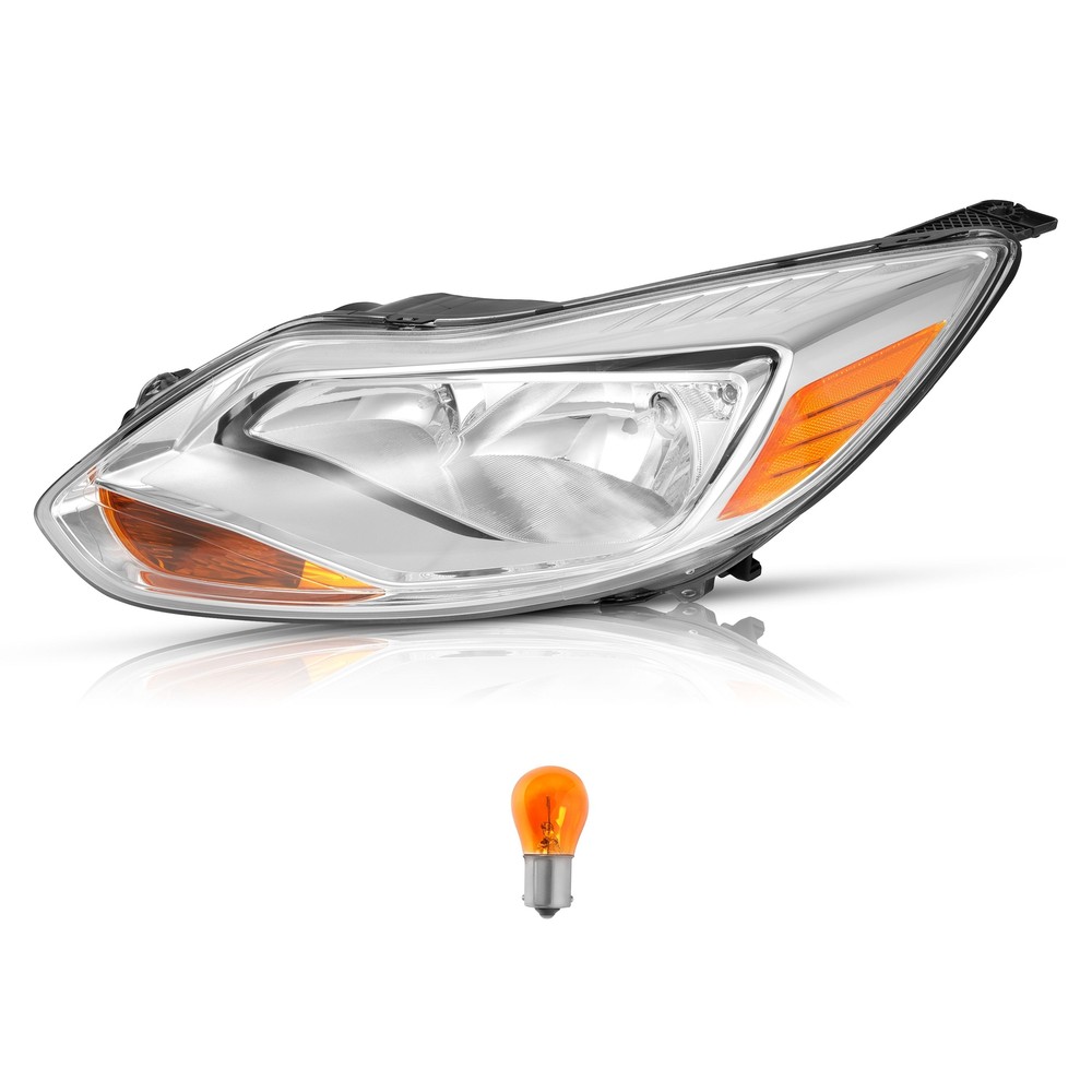 2012-2014 Ford Focus Left Halogen Headlight Assembly with Bulb and Clear Lens