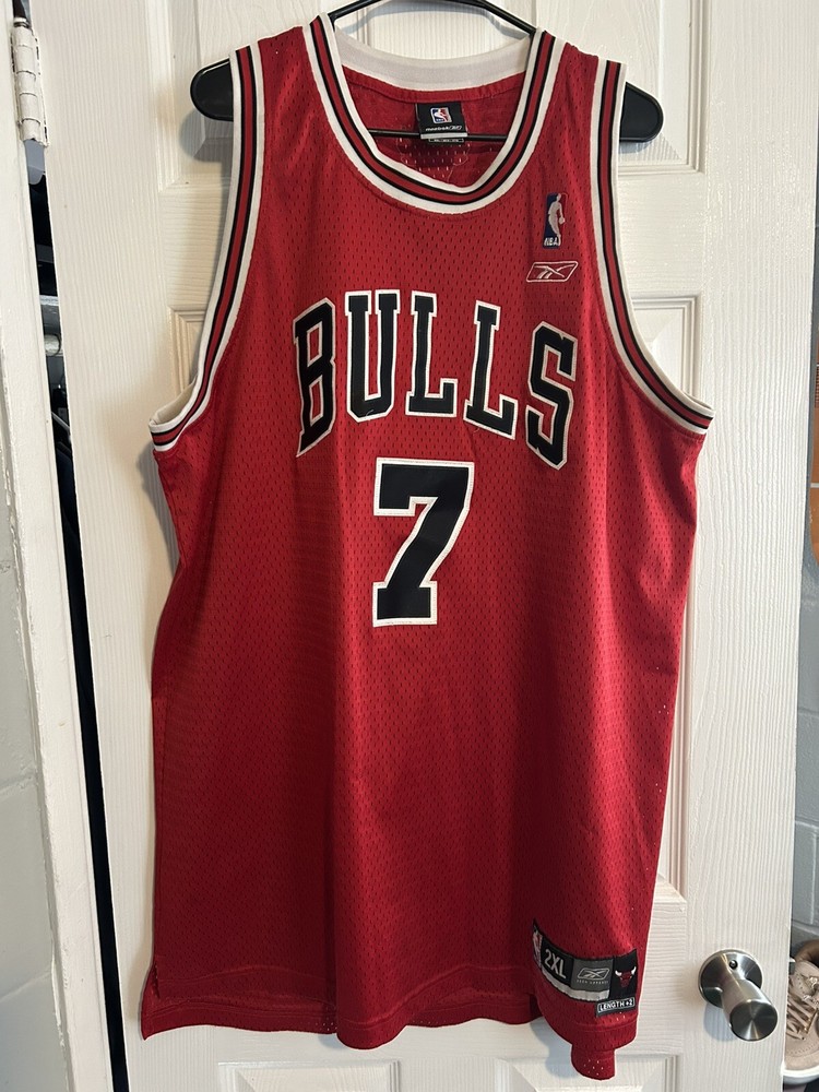 Vintage Reebok NBA Chicago Bulls Ben Gordon 7 Red Swingman Jersey Mens 2XL +2”
