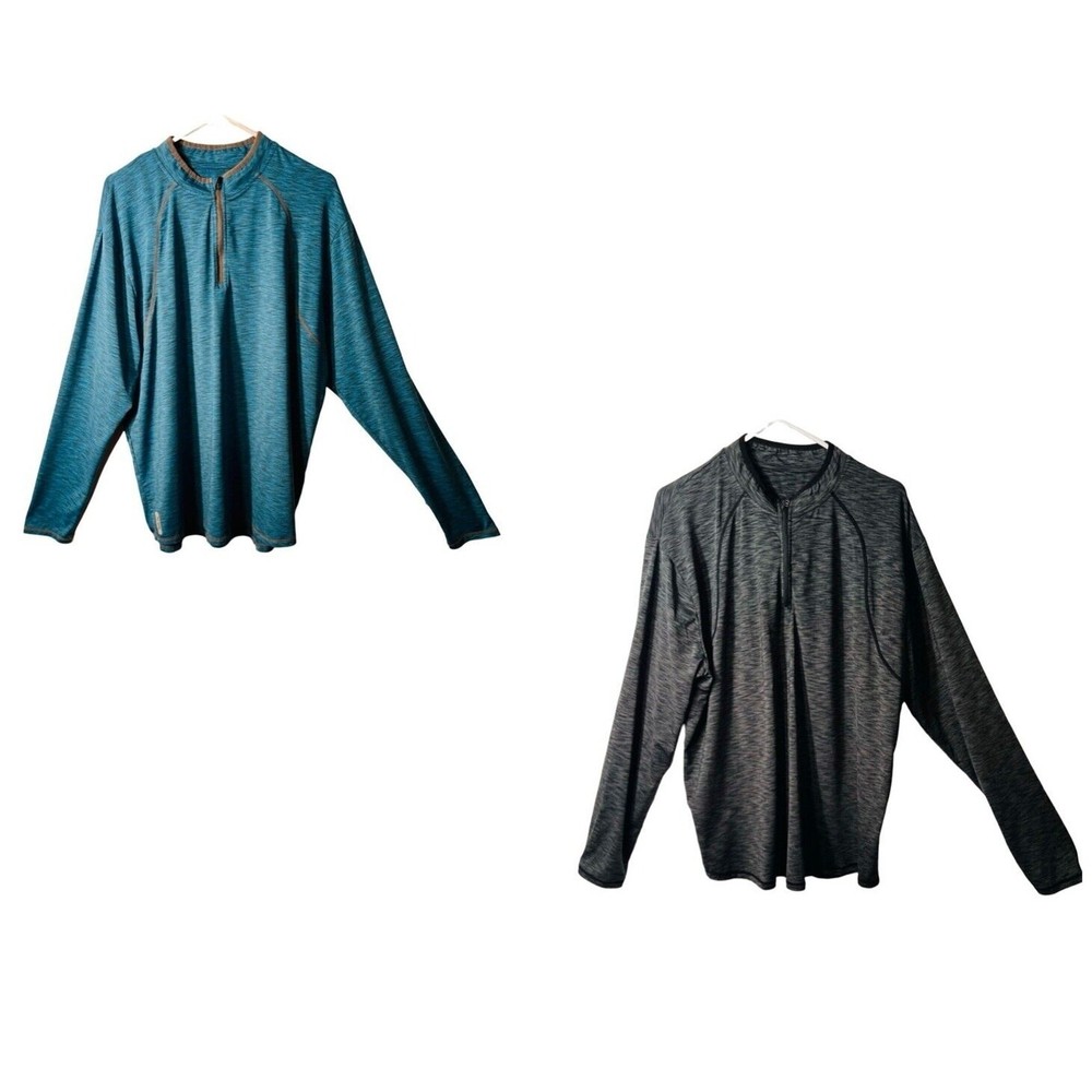 Zengjo Men's XXL Long Sleeve Athletic Pullover Pack of 2 Lightweight Tops