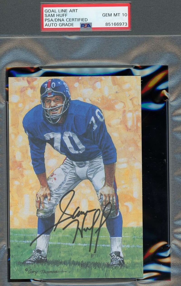 Sam Huff Gem Mint 10 PSA DNA Signed Goal Line Art Card GLAC Autograph