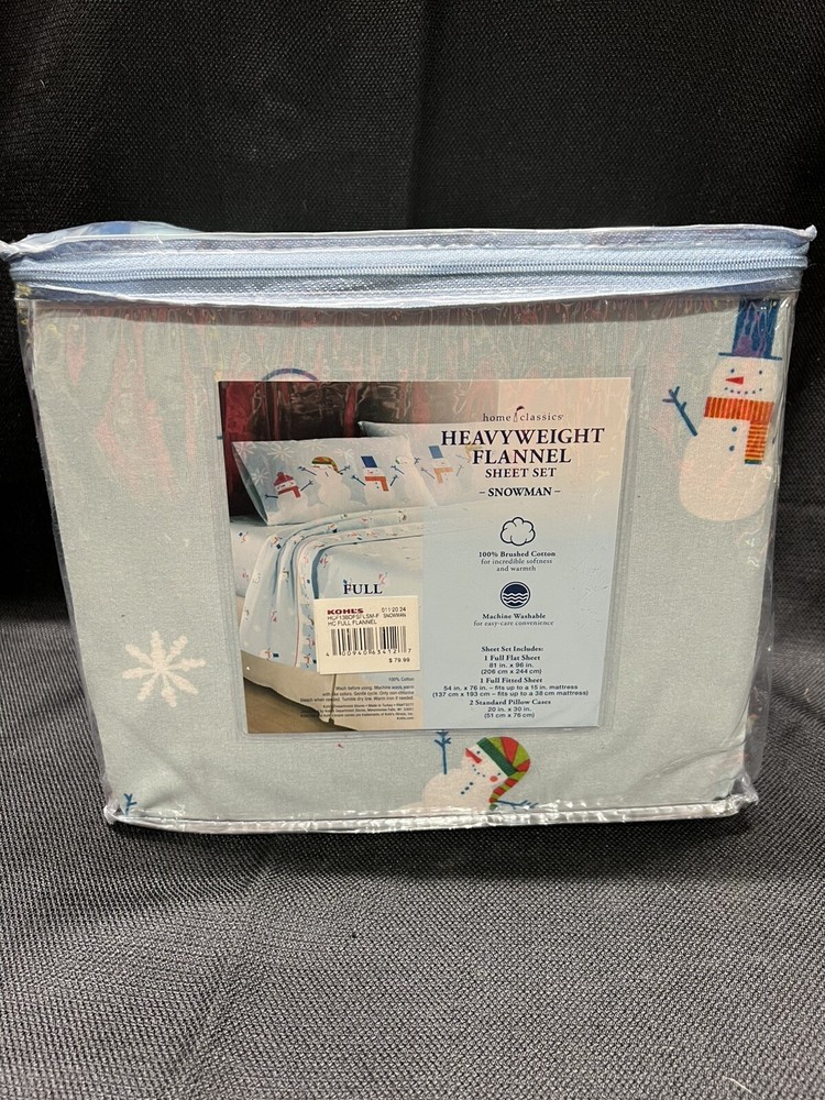 Home Classics Heavyweight Flannel Sheet Set Full Size, Snowman
