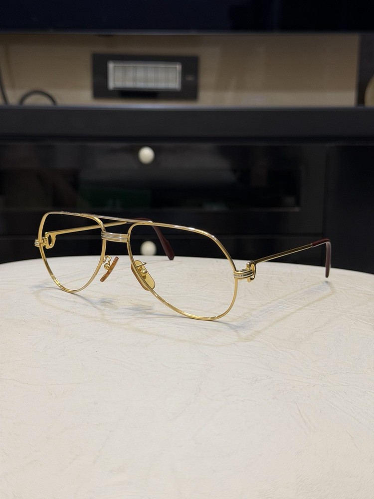 Vintage Cartier Vendome Louis 18K Gold Plated Aviator Sunglasses Frames SIZE 56