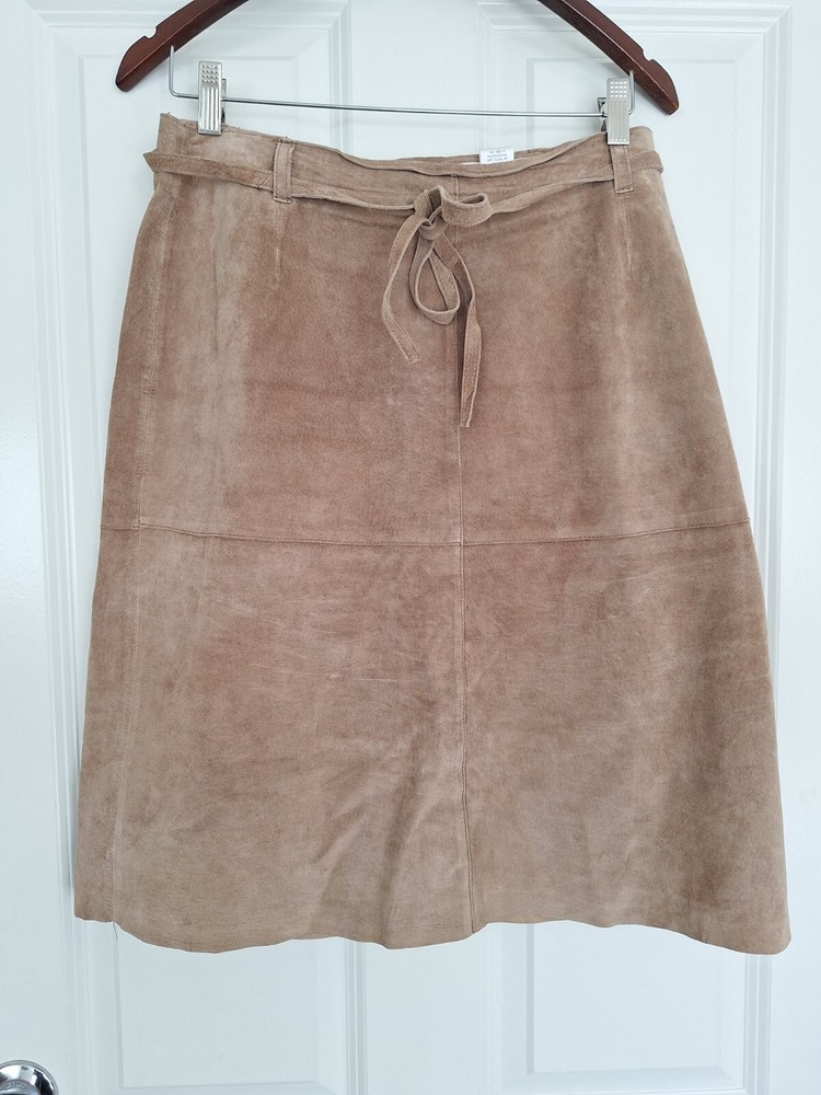 ISAAC MIZRAHI Tan Women’s Size 10 Leather skirt A- line, Midi