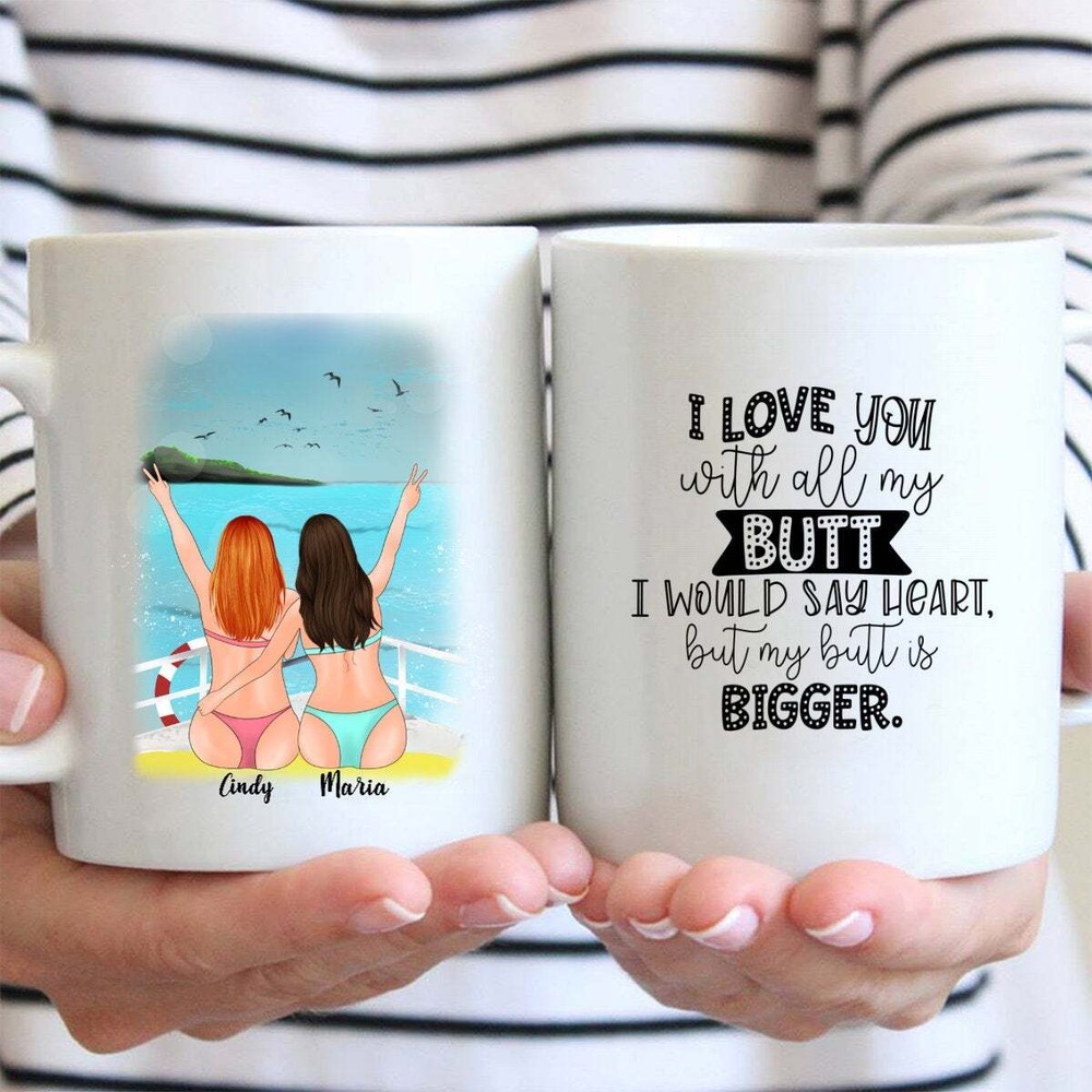 Best Friends On The Sea Bikini Girls Personalized Mug Best Friend Coffee Mug