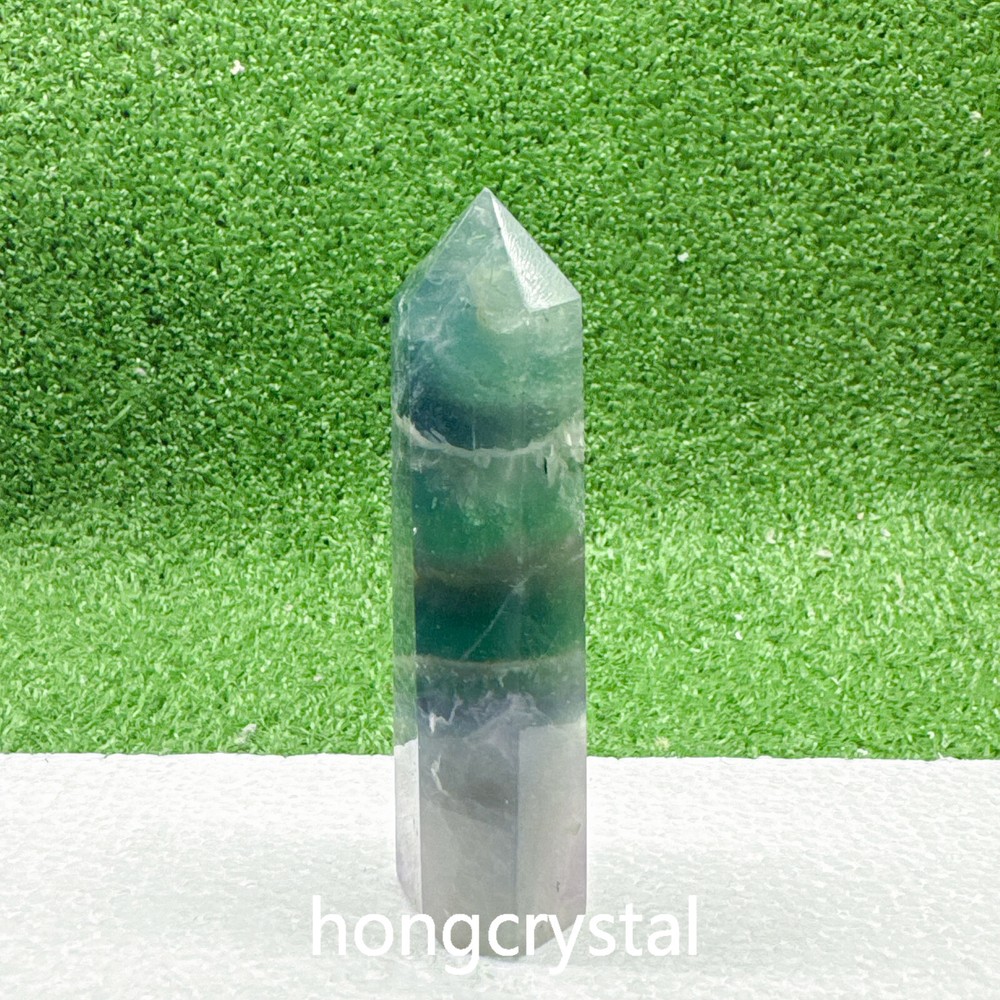 144g Natural Rainbow Fluorite Quartz Crystal Obelisk Wand Tower Point Healing Stone