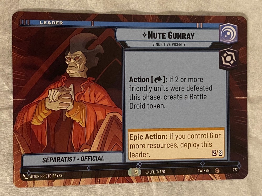 STAR WARS UNLIMITED TCG TWI NUTE GUNRAY Hyperspace Card NM