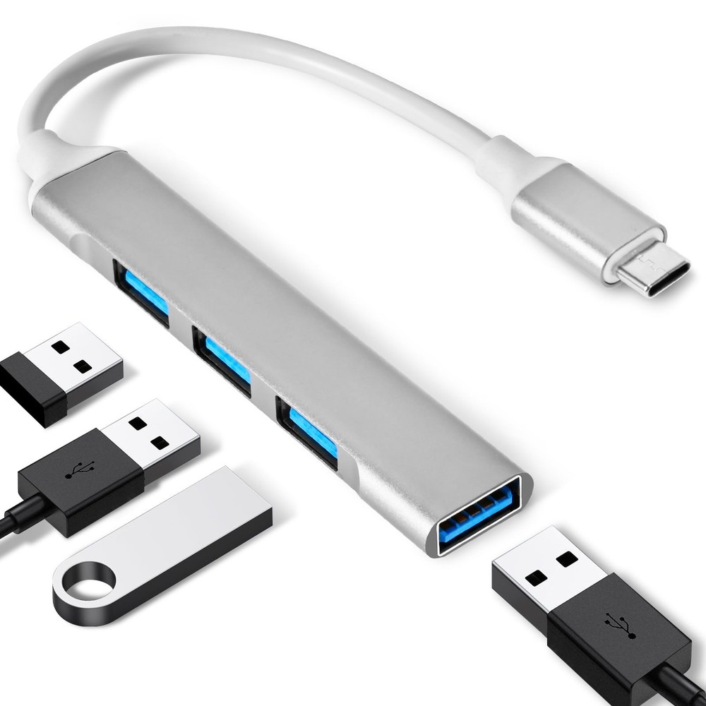 4-Port USB-C to USB 3.0 Hub with Aluminum Housing - Plug and Play