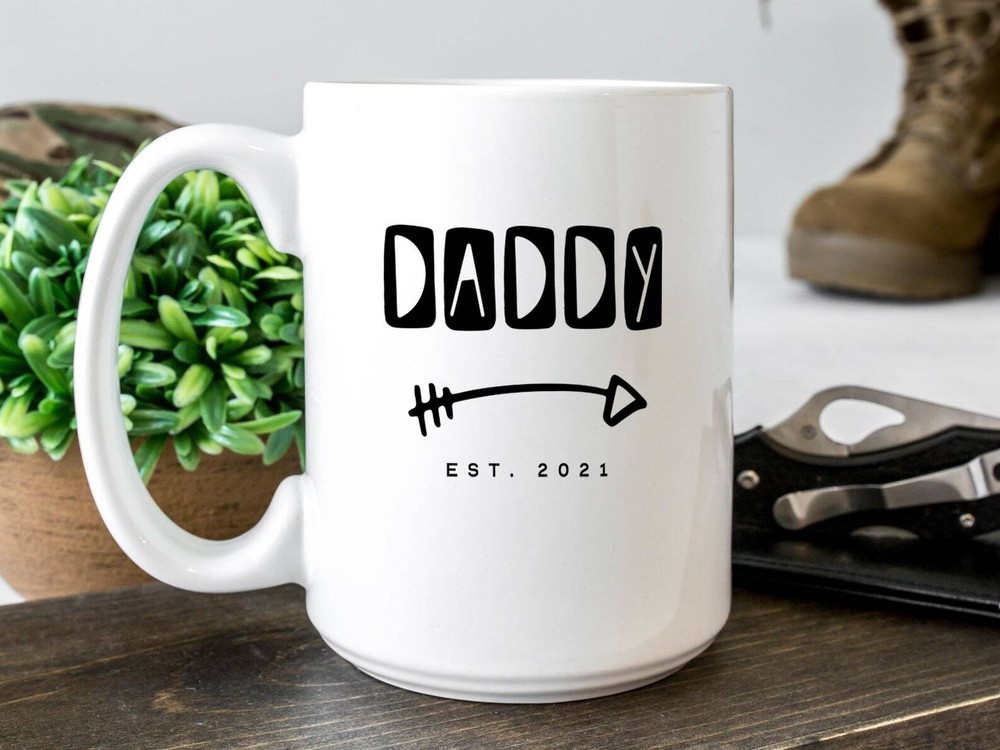 Daddy Est 2021 Coffee Mug Pregnancy Announcement Coffee Mug Custom Gift To