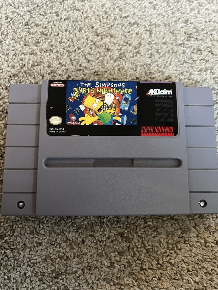The Simpsons Barts Nightmare SNES Original Cartridge