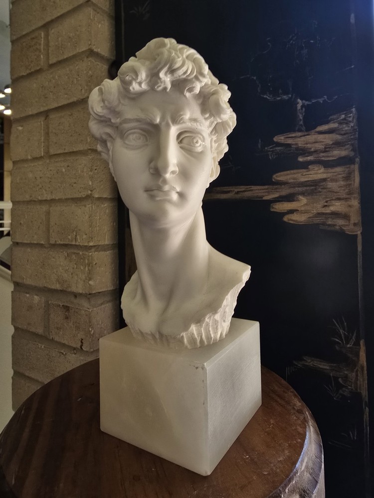 Vintage Signed A. Giannelli Michelangelo David Bust Italian Carved Sculpture
